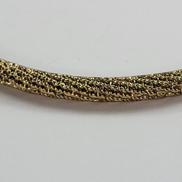 Vintage Signed LC Textured Gold Tone Metal Bangle Bracelet 7.5 In 3.8mm Wide - Picture 5 of 6